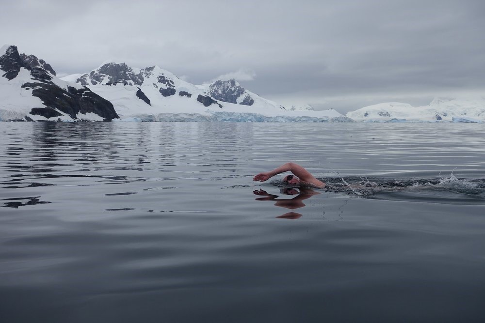 Winter swimming or frozen